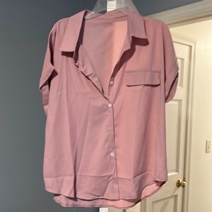 Shein pink button up shirt